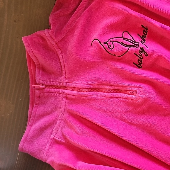 Forever 21 Baby Phat hot pink velour half zip crop jacket hoodie plus size Y2K - Picture 3 of 6